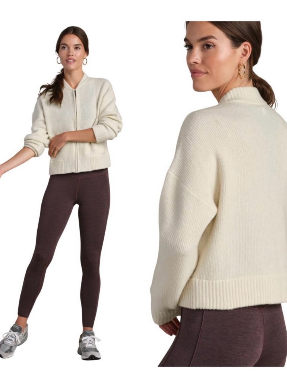 Rhône Westside Full Zip Cardigan Wool Blend, Sand Stone, Size Small